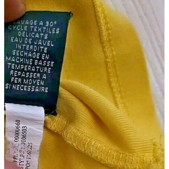 Lauren Ralph RL Ladies Top Bright Yellow Gold Shoulder Buttons Pullover Large - Picture 7 of 9